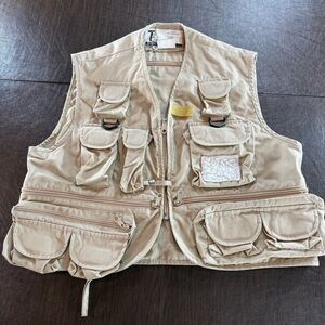 Timber Creek Vest Men's Medium Beige Multi-Pocket Utility Vest Fishing